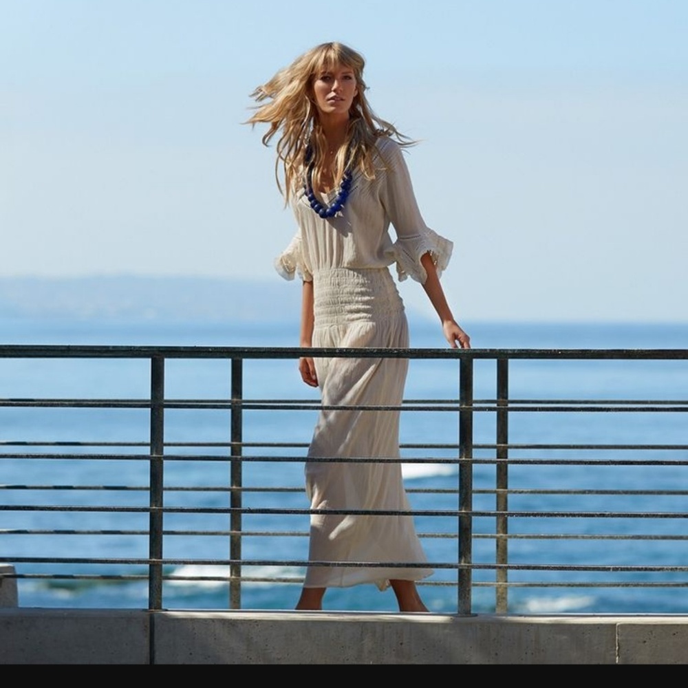 Paula Hermanny VIX Sheer Cream BoHo Beach Dress